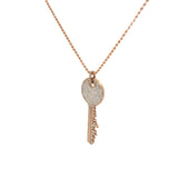 Mens 14k Rose Gold Diamond Key Necklace