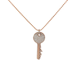 Mens 14k Rose Gold Diamond Key Necklace