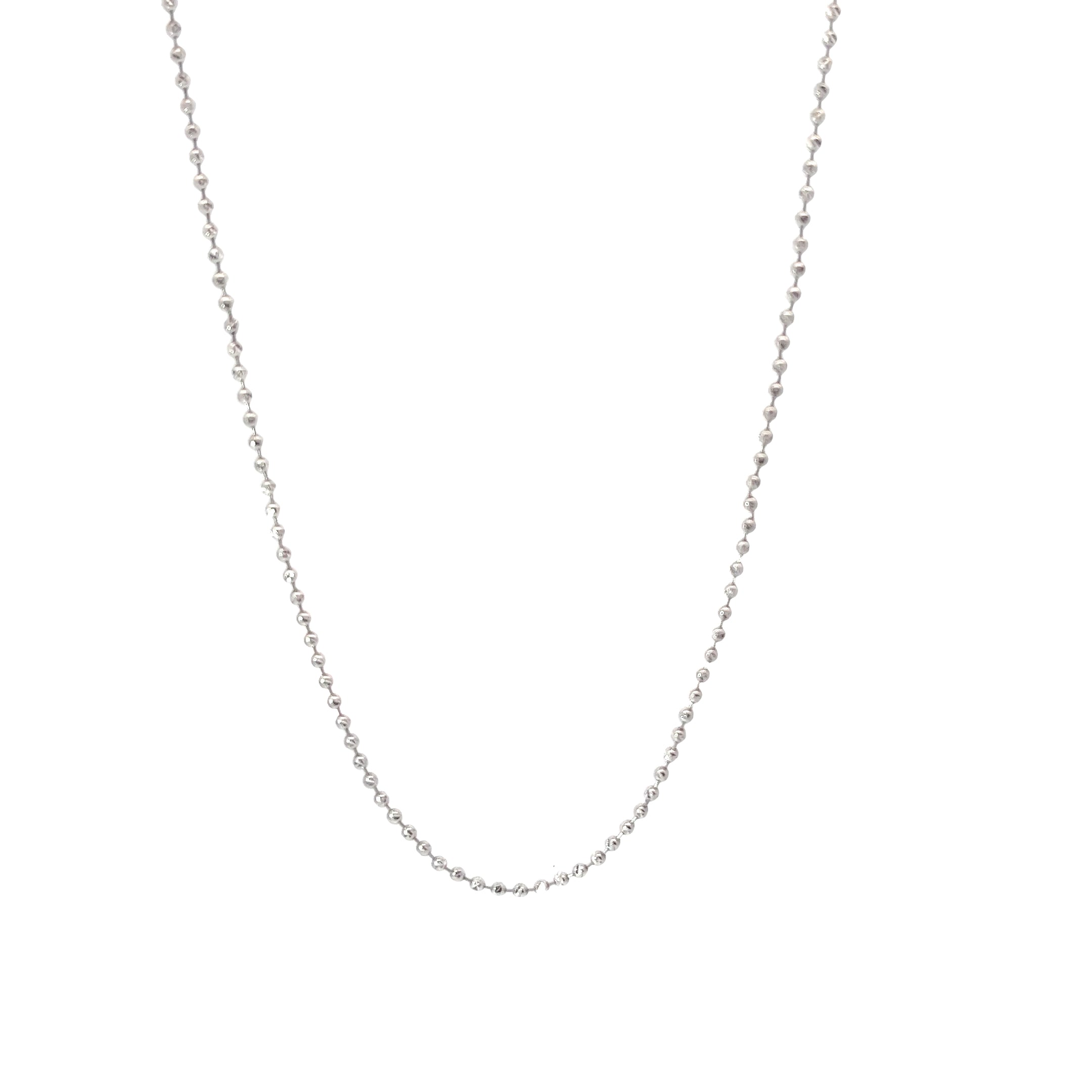 14k White Gold Diamond Cut Beaded Chain 4.9 gram