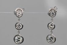 Load image into Gallery viewer, Ladies 14k white gold diamond dangle earrings