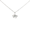 14k White Gold .20ct G SI1 Round Diamond and .20ct Round Blue Diamond Evil Eye Necklace