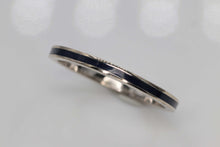 Load image into Gallery viewer, Ladies 18k white gold Blue enamel stack ring