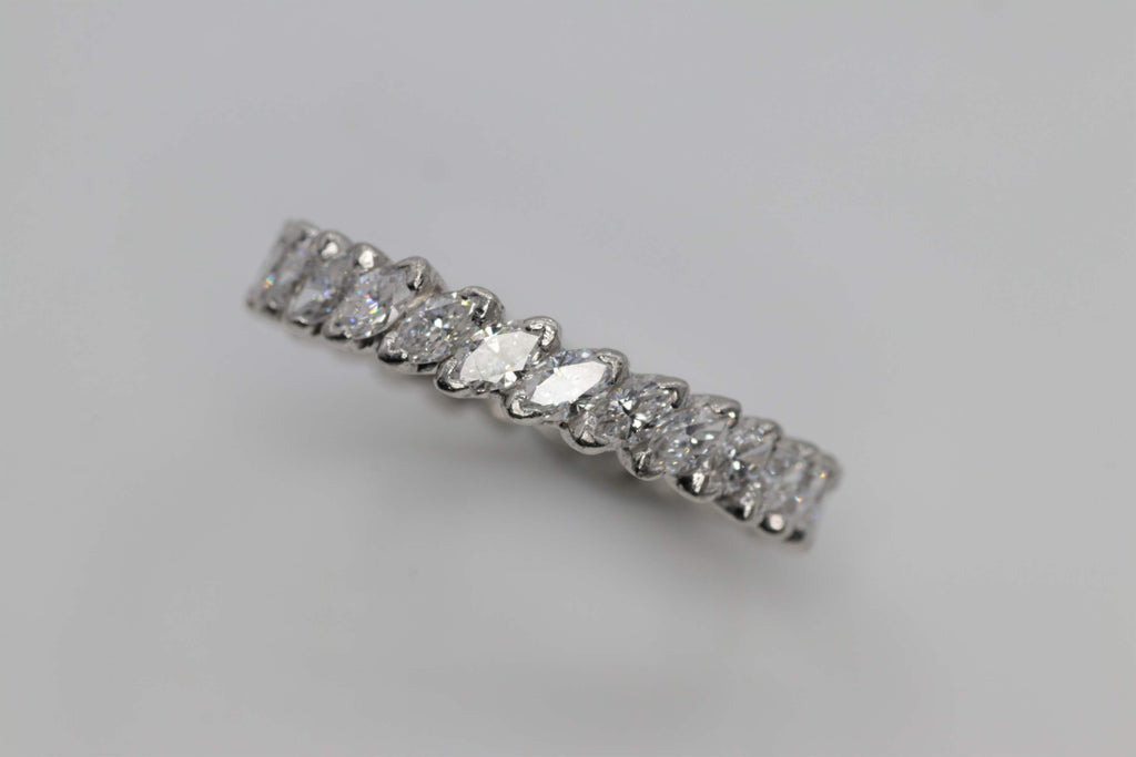 Ladies platinum Marquise shaped eternity ring