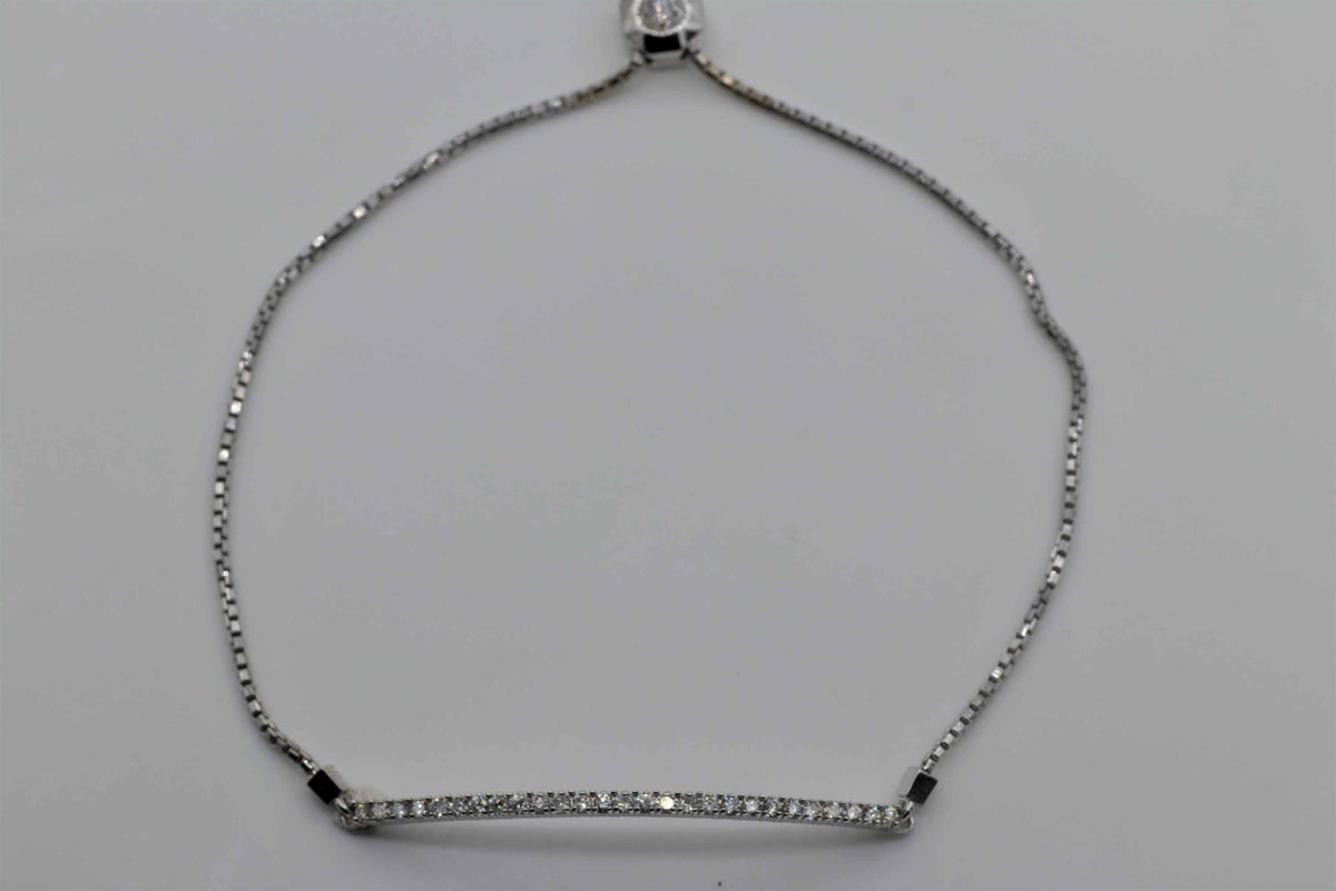 Ladies 14k white gold Diamond Bar Bracelet