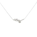 14k White Gold .25ct GSI1 Round Diamond Butterfly and Flower Necklace