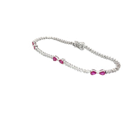 18k white gold 1.04ct AAA Ruby and .93ct  F VS2 Round Diamond Bracelet