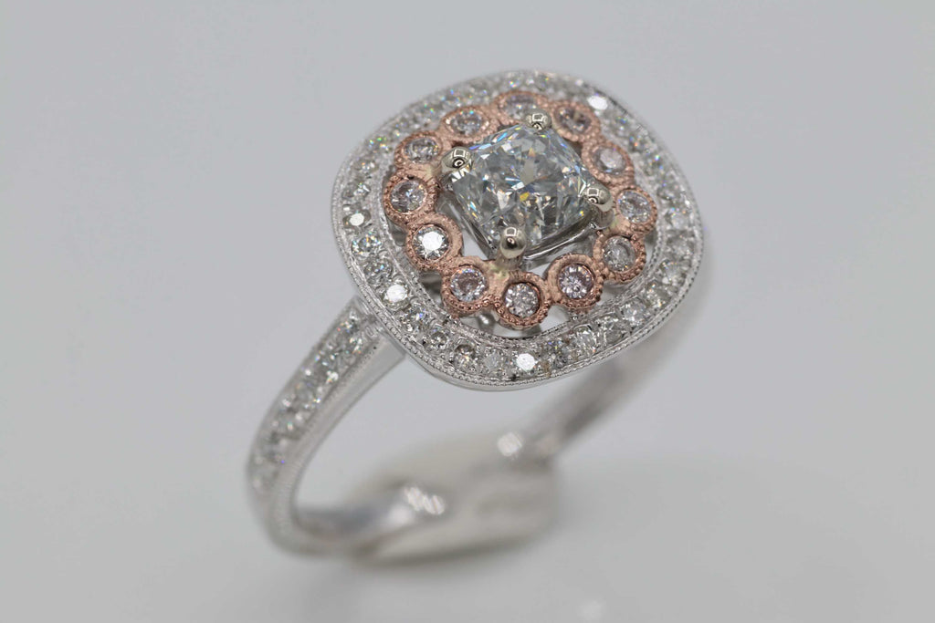 Ladies 18k White and Rose gold Diamond Engagement Ring