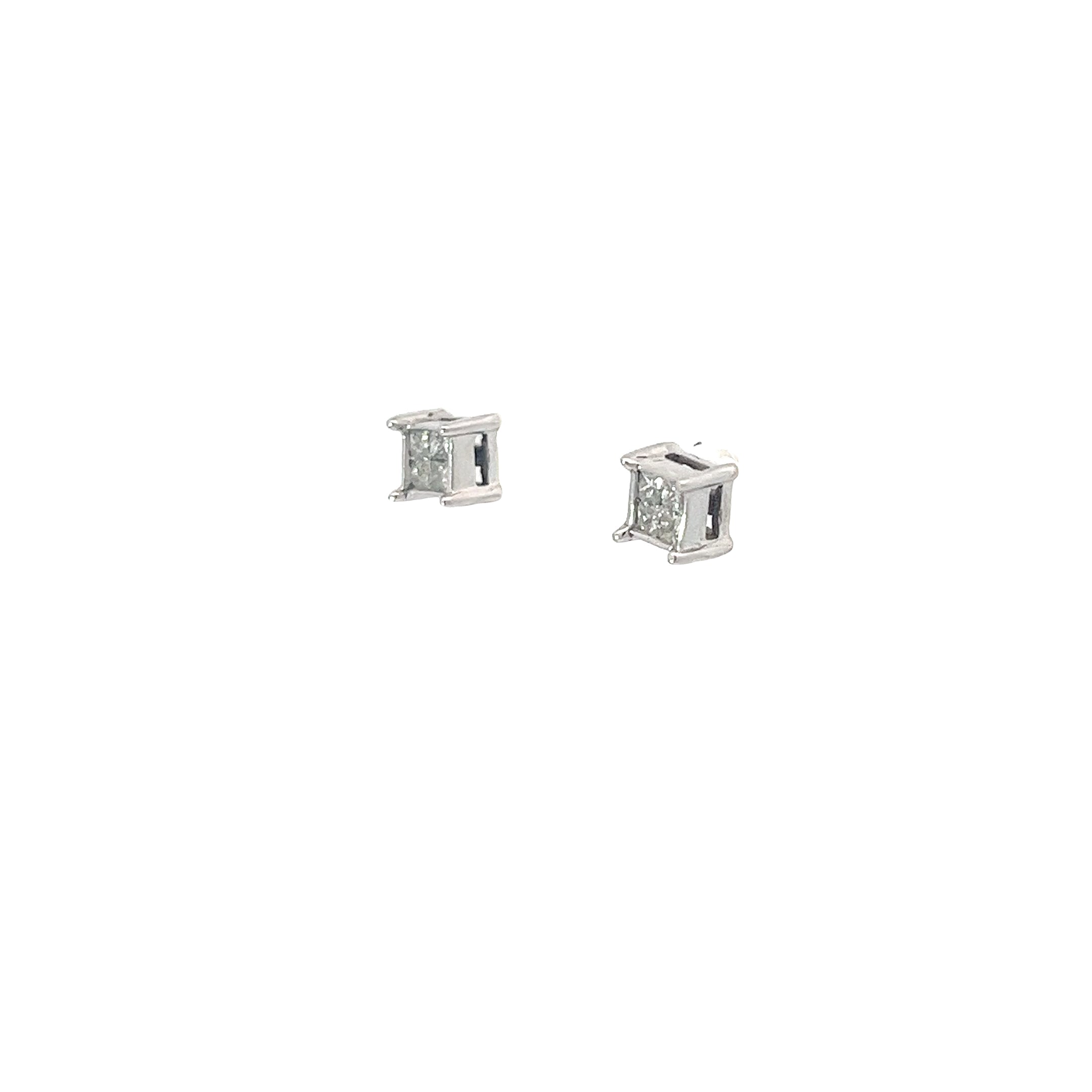 14k White Gold .15ct G SI1 Round Diamond Cluster Stud Earrings