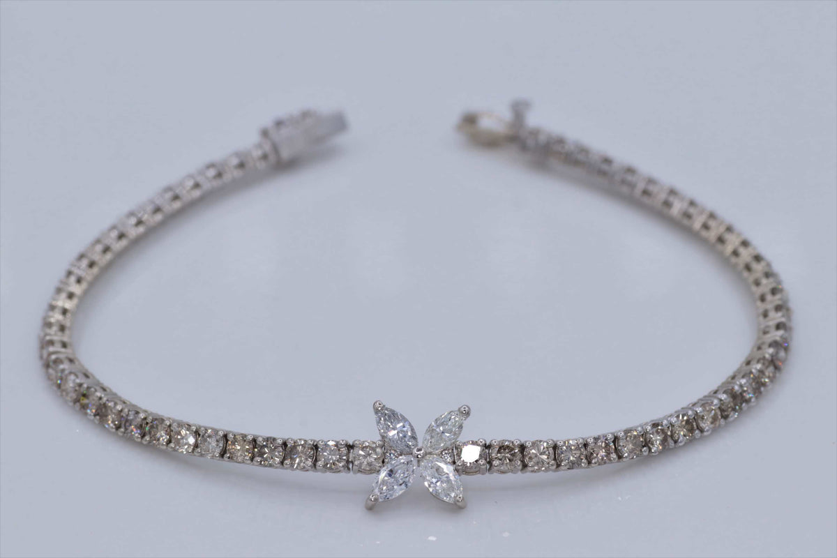 Ladies 18k white gold Chocolate and white diamond butterfly bracelet