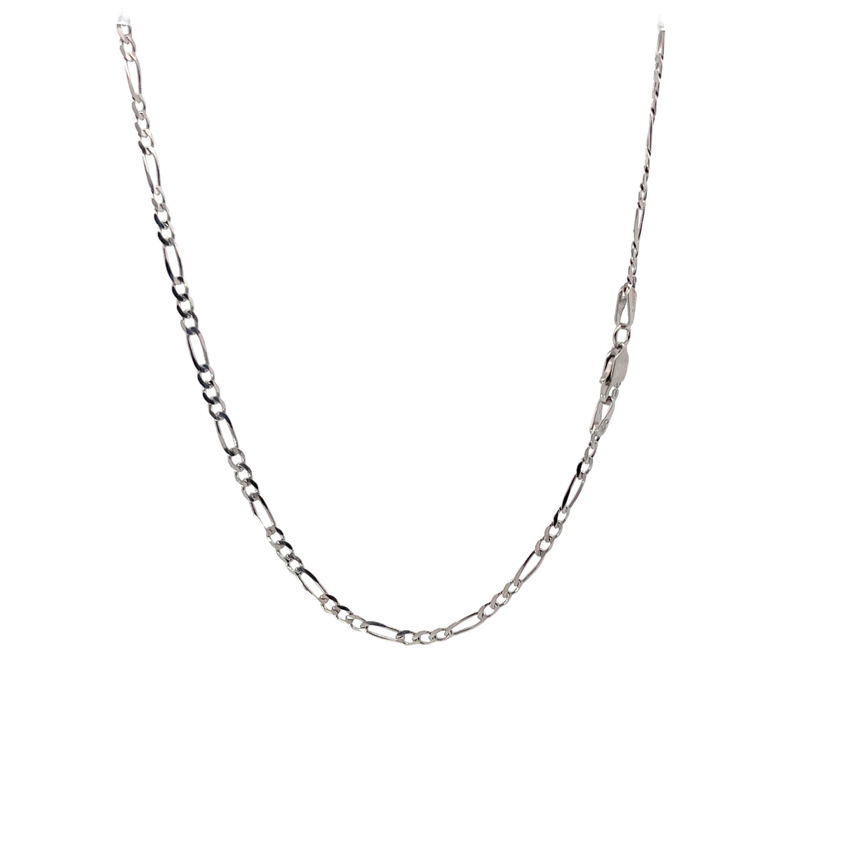 Ladies 14k white gold flat Figaro link Anklet