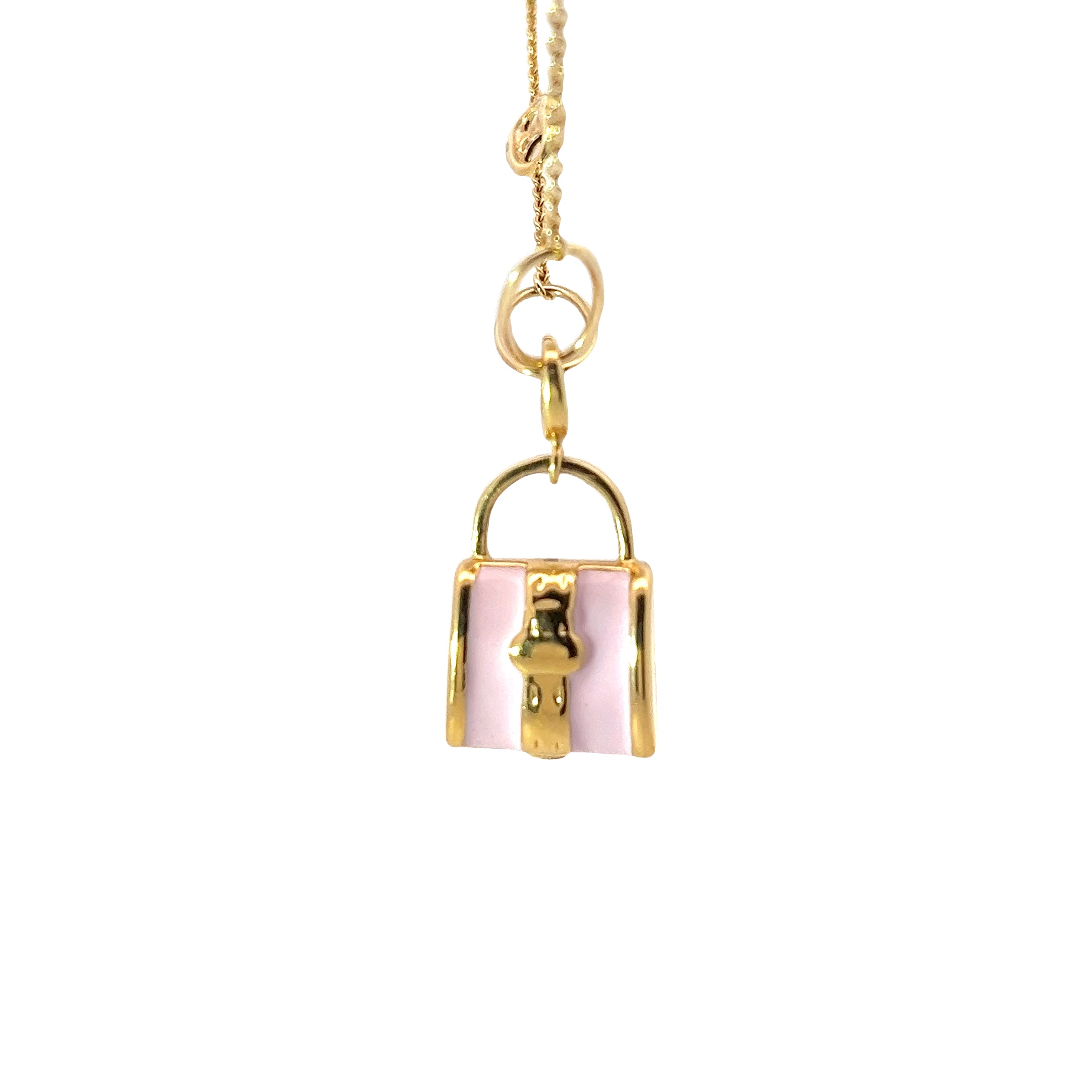 18K YELLOW GOLD ENAMEL PURSE CHARM