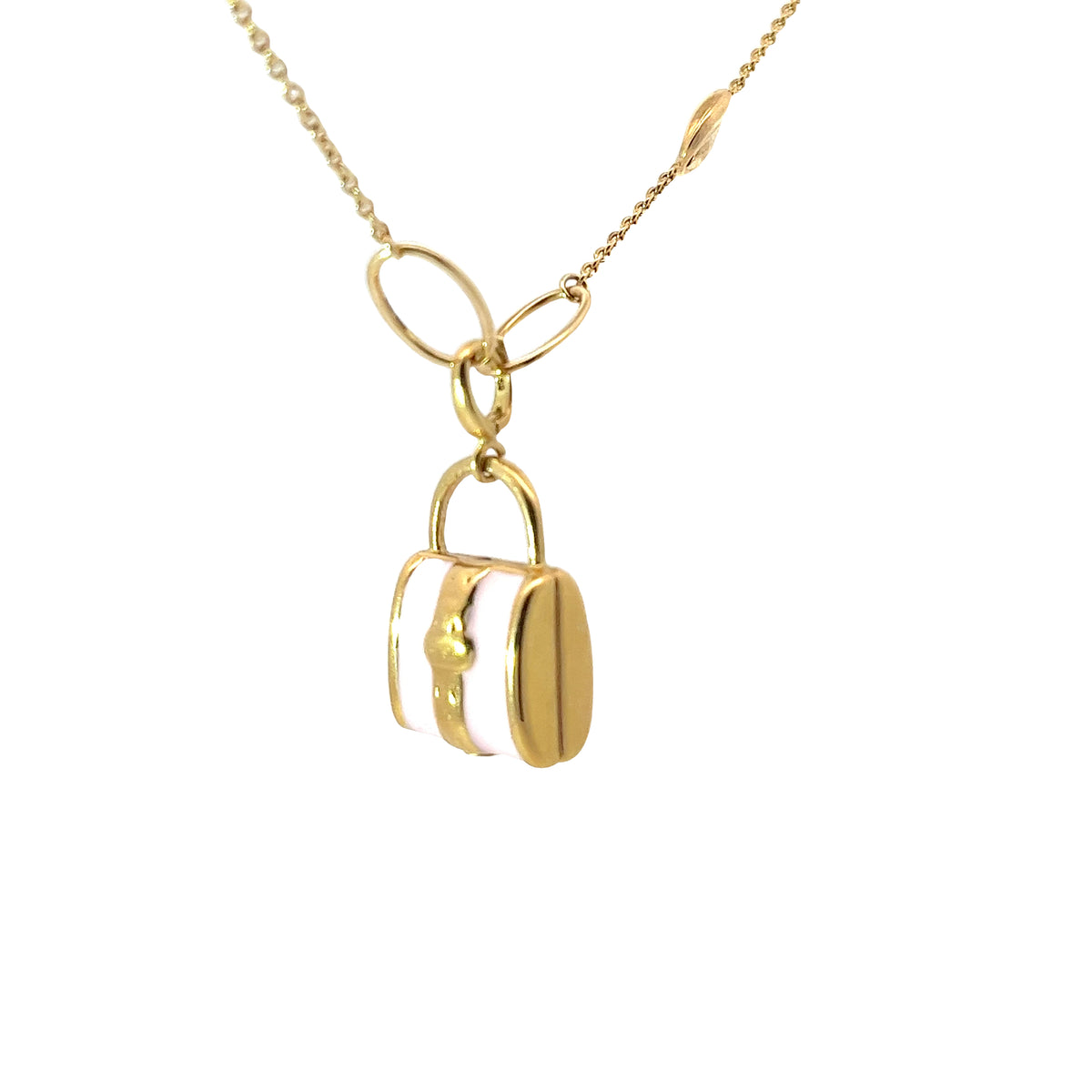 18K YELLOW GOLD ENAMEL PURSE CHARM