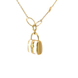 18K YELLOW GOLD ENAMEL PURSE CHARM