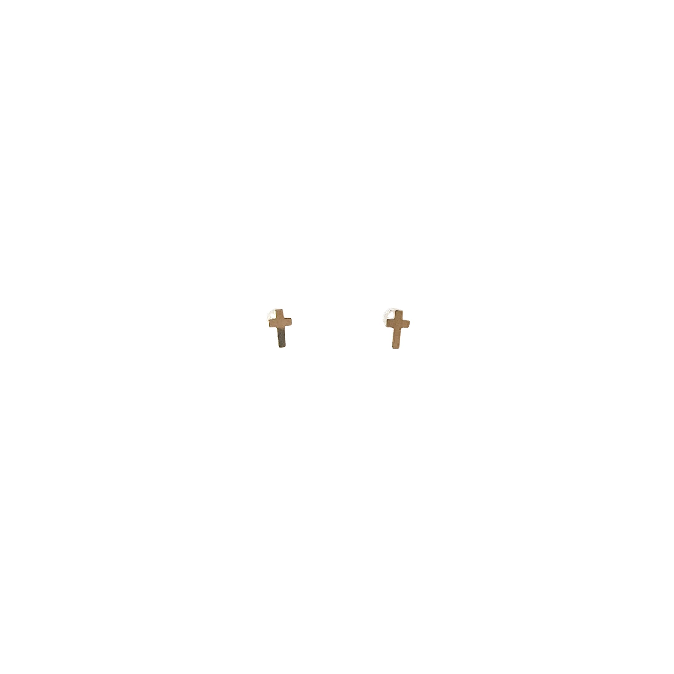 14k Yellow Gold Cross Stud Baby Earrings
