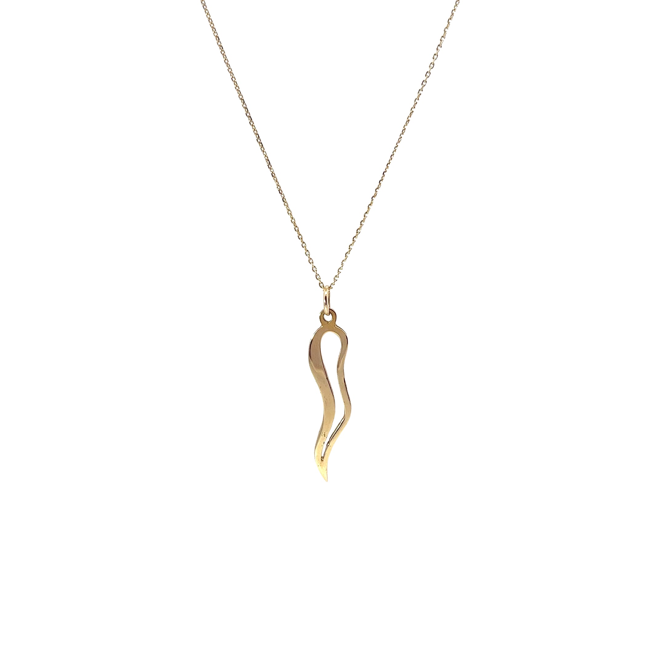 14k Yellow Gold Italian Horn Necklace 1.8 Gram