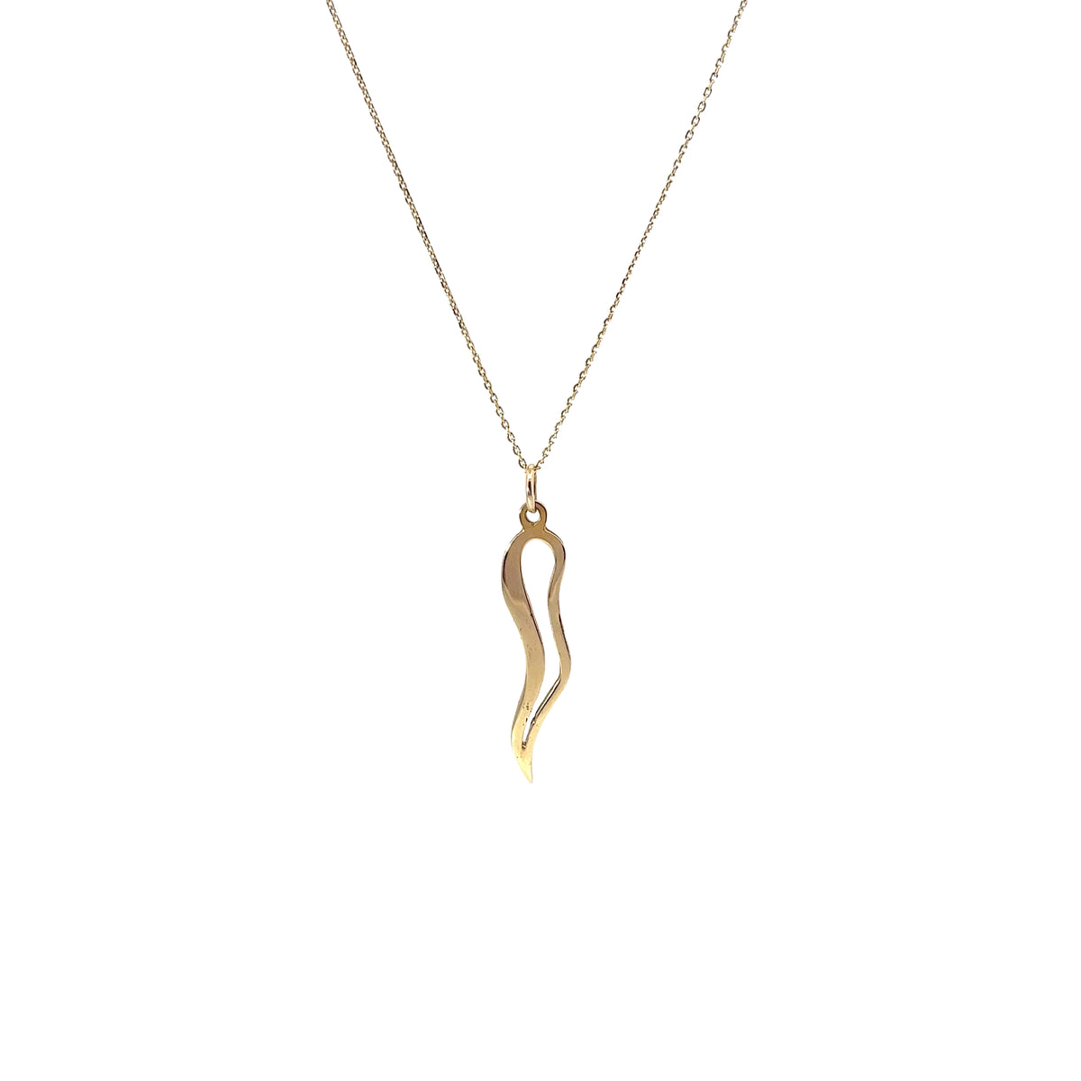 Mens 14k yellow gold Italian Horn Necklace