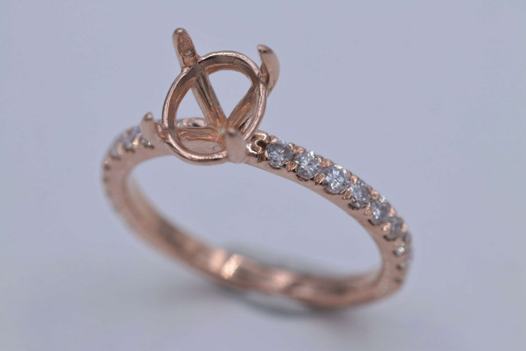 Ladies 14k Rose Gold Diamond Engagement Ring Setting