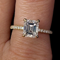 18k yellow gold 2.01ct G VVS2 GIA certified emerald cut natural diamond engagement ring