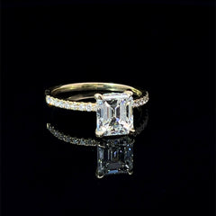 18k yellow gold 2.01ct G VVS2 GIA certified emerald cut natural diamond engagement ring