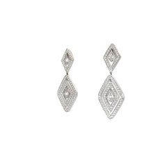 18k White Gold 1.95ct E VVS2 Round Diamond Dangle Earrings Roberto Coin Collection /Diamante Collection