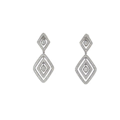 18k White Gold 1.95ct E VVS2 Round Diamond Dangle Earrings Roberto Coin Collection /Diamante Collection