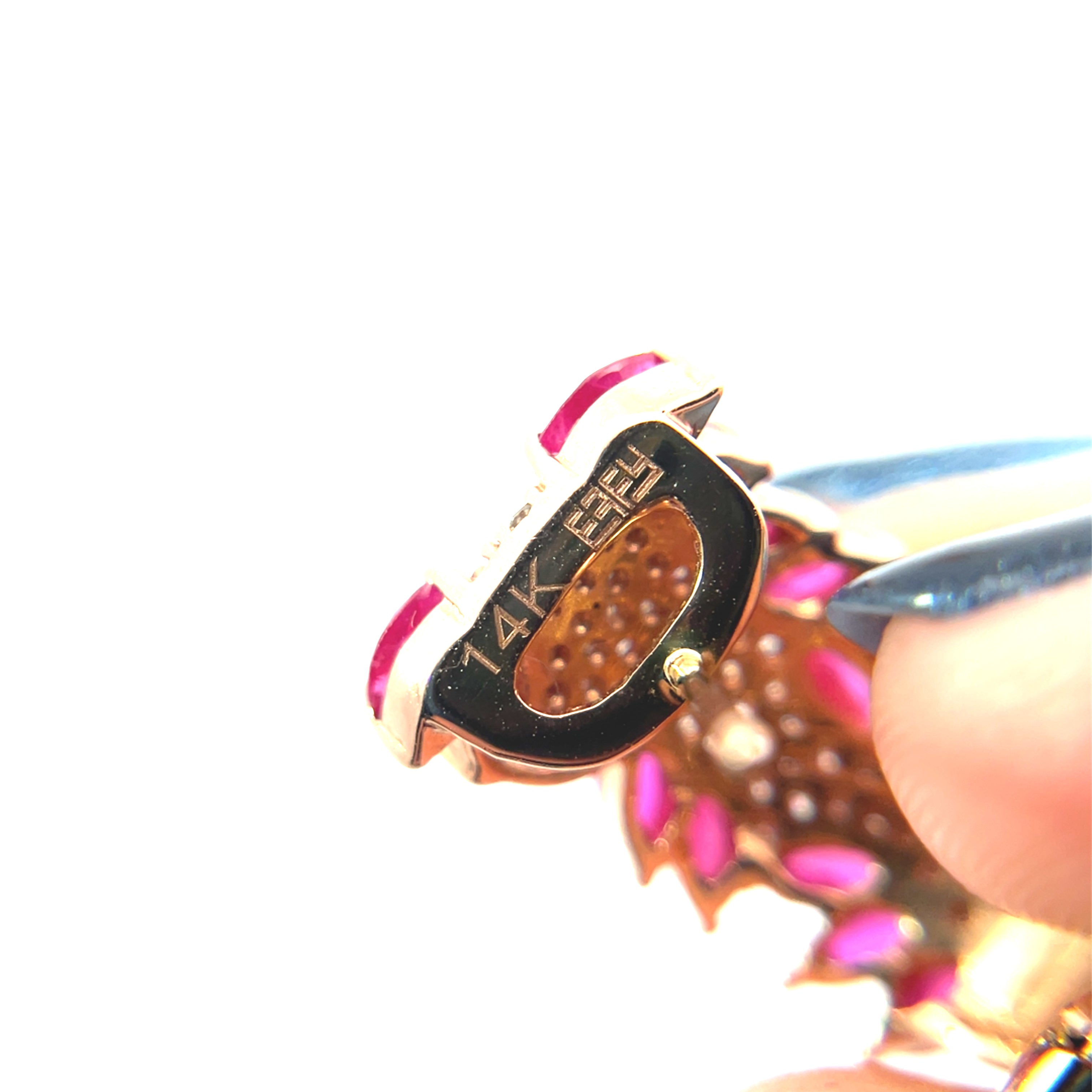 14k Rose Gold 3.00ct Ruby Marquise/ .55ct G SI1 Round Diamond Earrings Effy Preloved