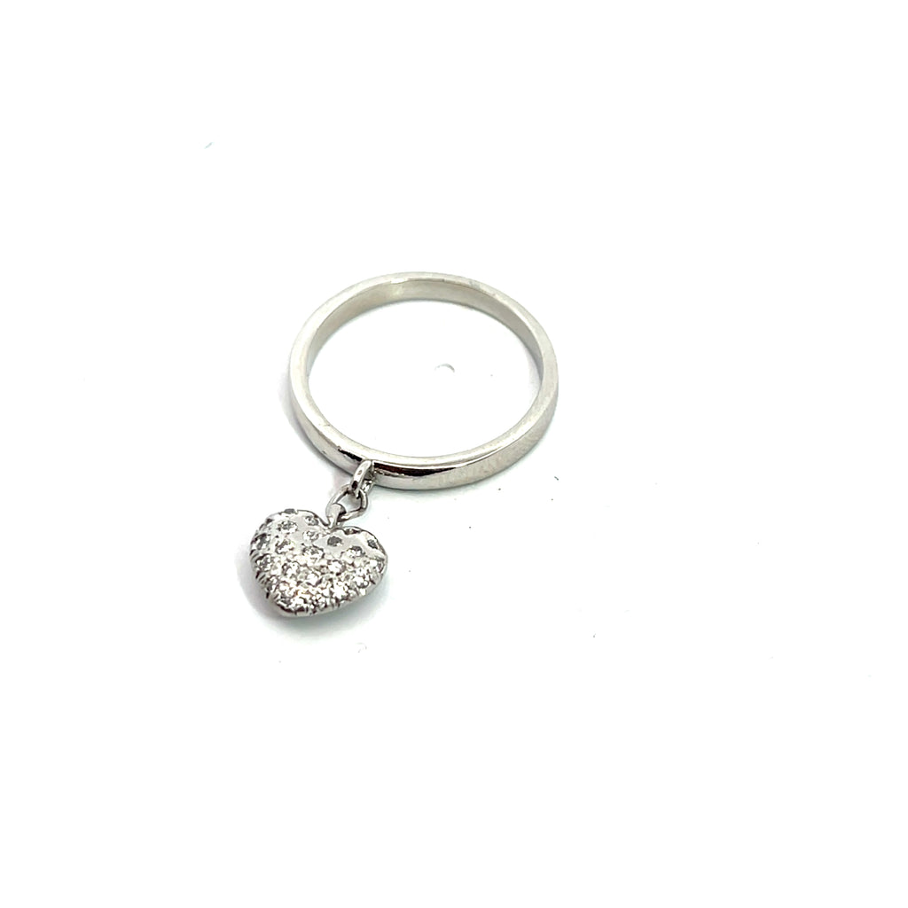 Tiffany & Co Heart Charm Round Diamond Platinum Ring