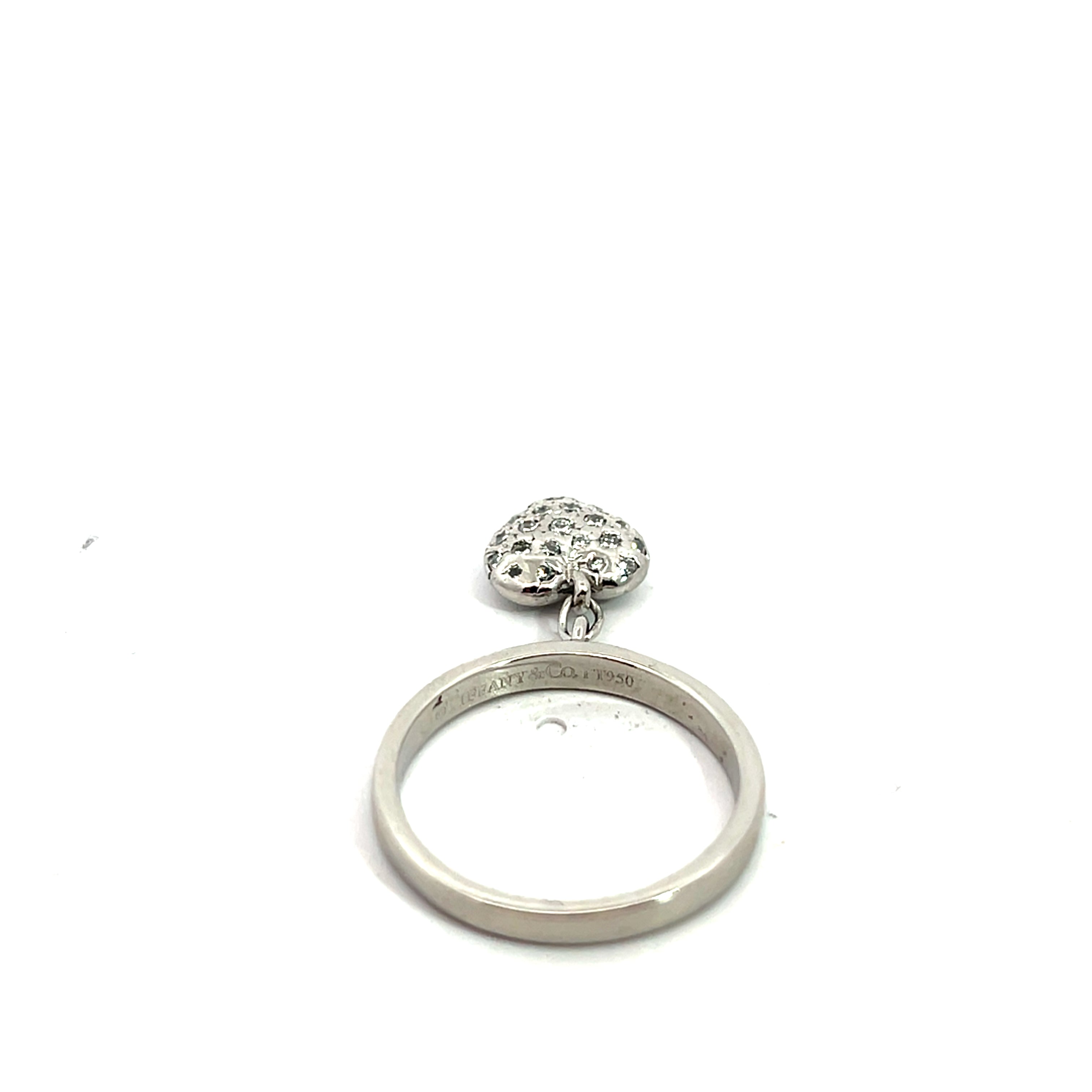 Tiffany & Co Heart Charm Round Diamond Platinum Ring