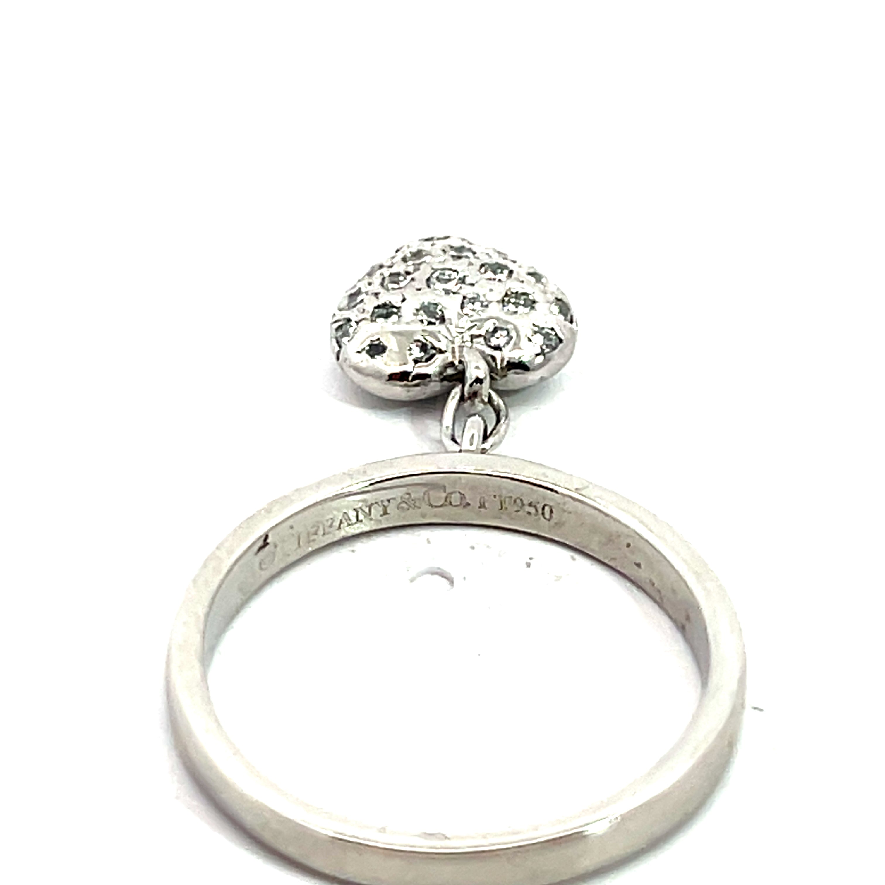 Tiffany & Co Heart Charm Round Diamond Platinum Ring
