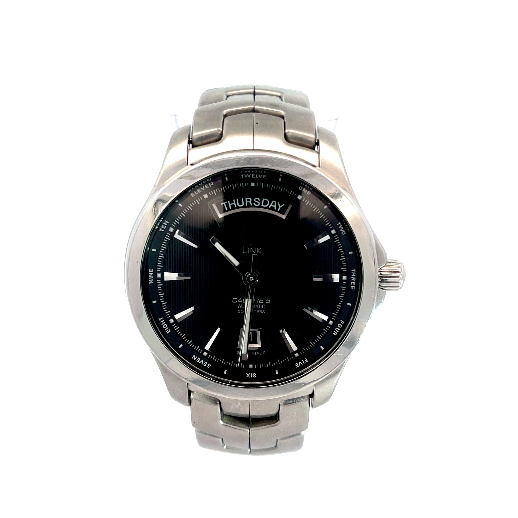 Tag Heuer Link Caliber5 Day Date SS Automatic 42mm Men's Pre Owned Watch