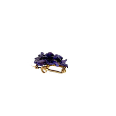 Tiffany & Co. Antique 14kt Gold, Purple Enamel Flower Pendant Brooch with Diamond