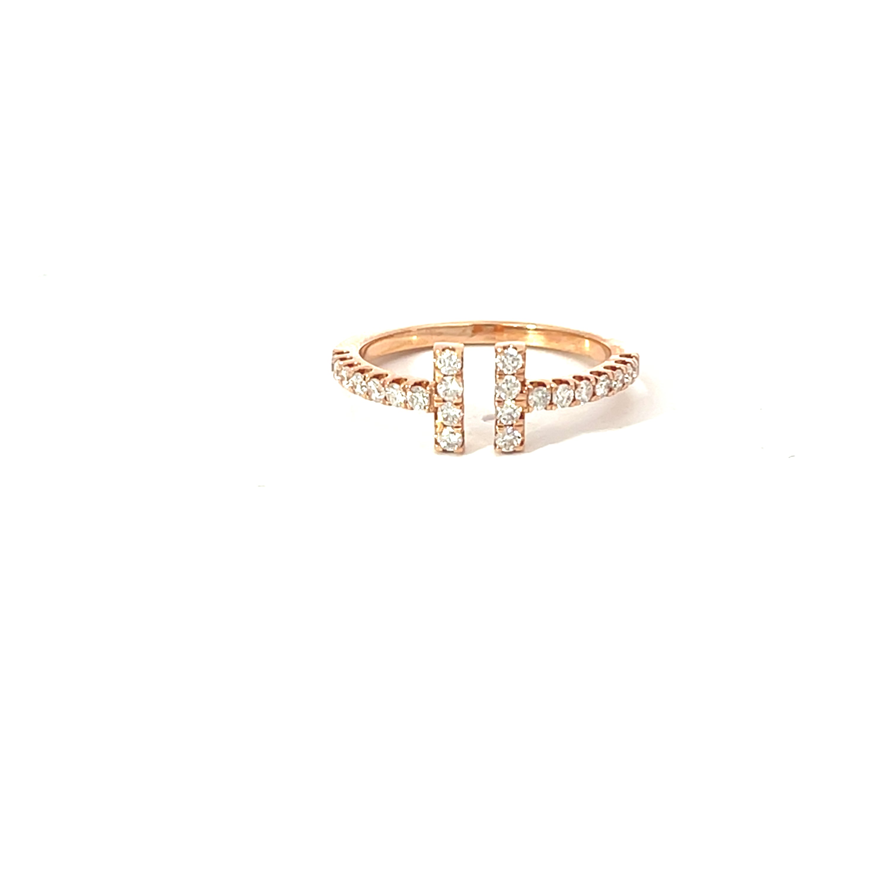 14k White, Yellow or Rose Gold .38CT G VS2 Round Diamond T Open Fashion Ring