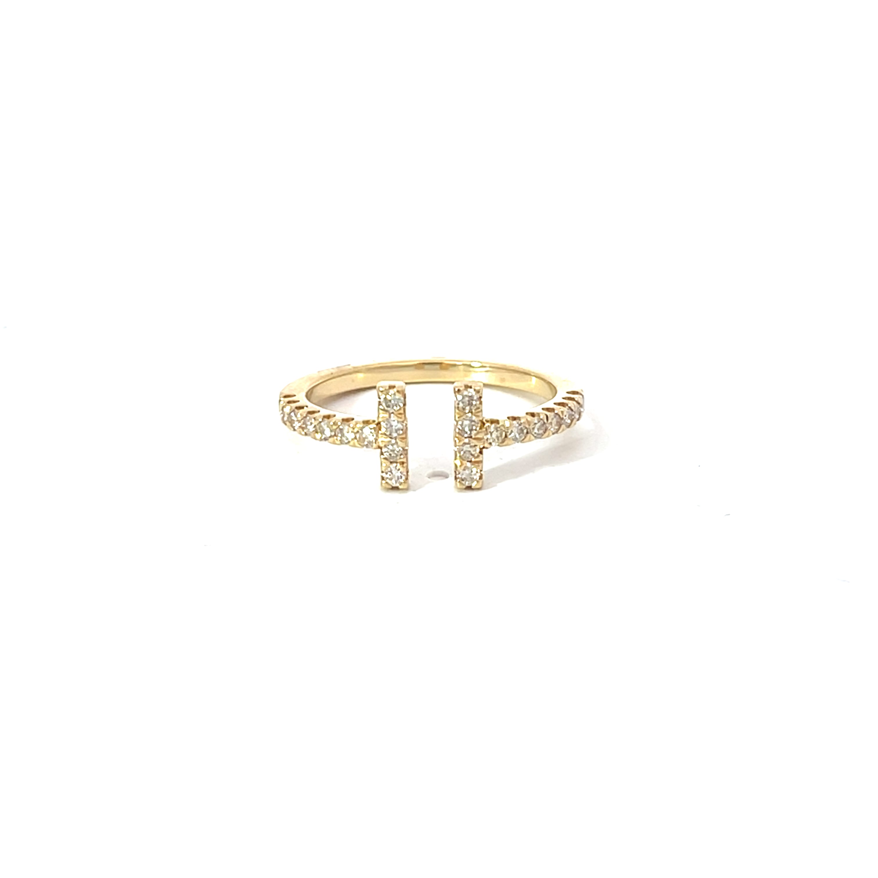 14k White, Yellow or Rose Gold .38CT G VS2 Round Diamond T Open Fashion Ring