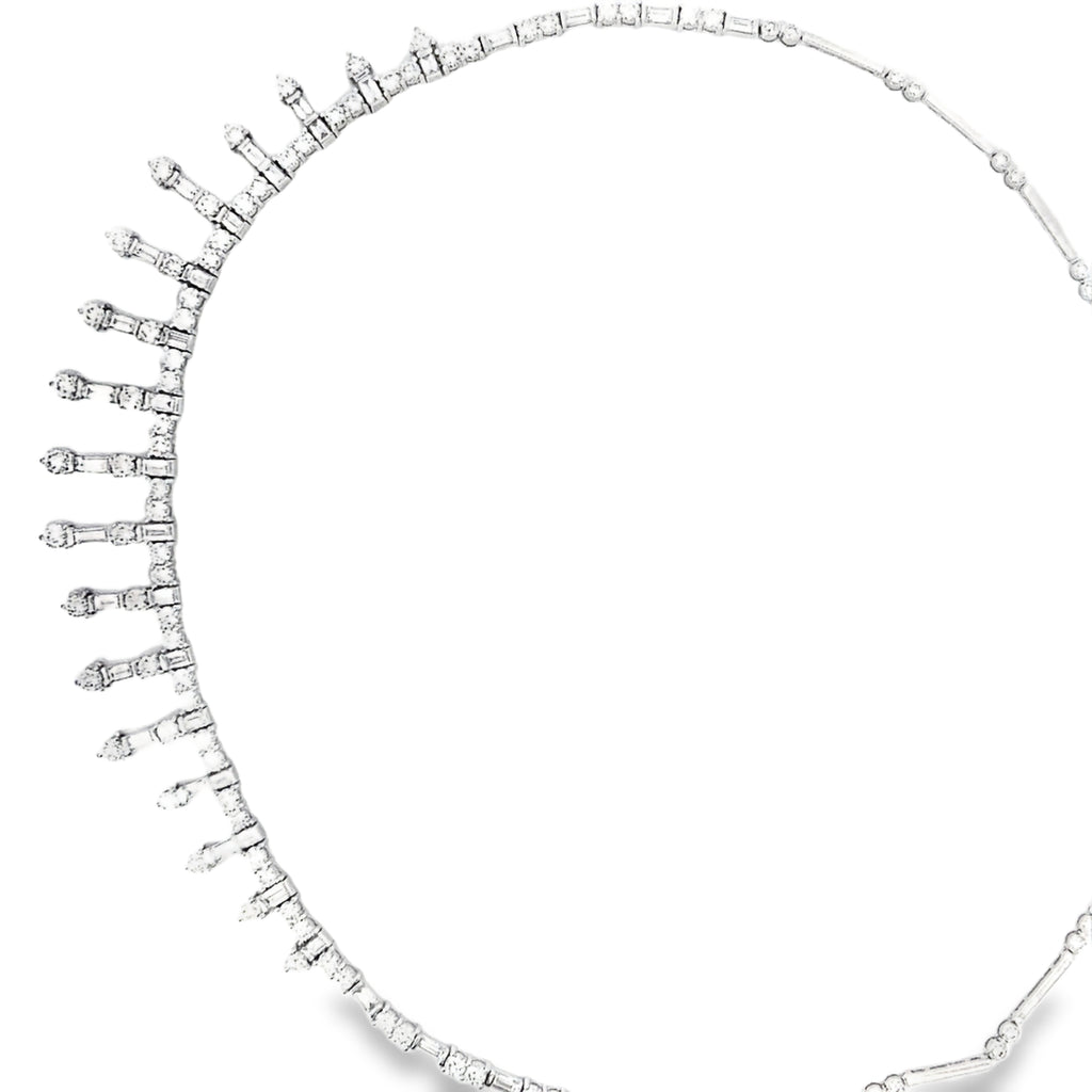 18k White Gold 4.15ct E VS2 Baguette/ 5.50ct E VS2 Round Diamond Tiara Necklace