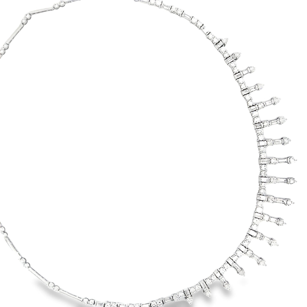18k White Gold 4.15ct E VS2 Baguette/ 5.50ct E VS2 Round Diamond Tiara Necklace