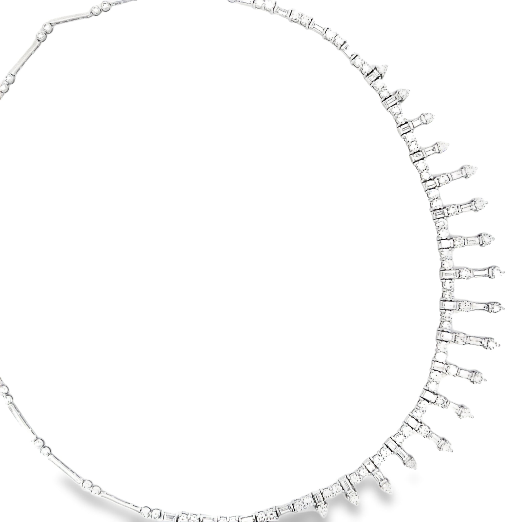 18k White Gold 4.15ct E VS2 Baguette/ 5.50ct E VS2 Round Diamond Tiara Necklace
