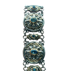 Pre-owned Konstantinos 925 Sterling Silver/ 18k Yellow Gold Oval Shape and Round Shape Topaz Bracelet