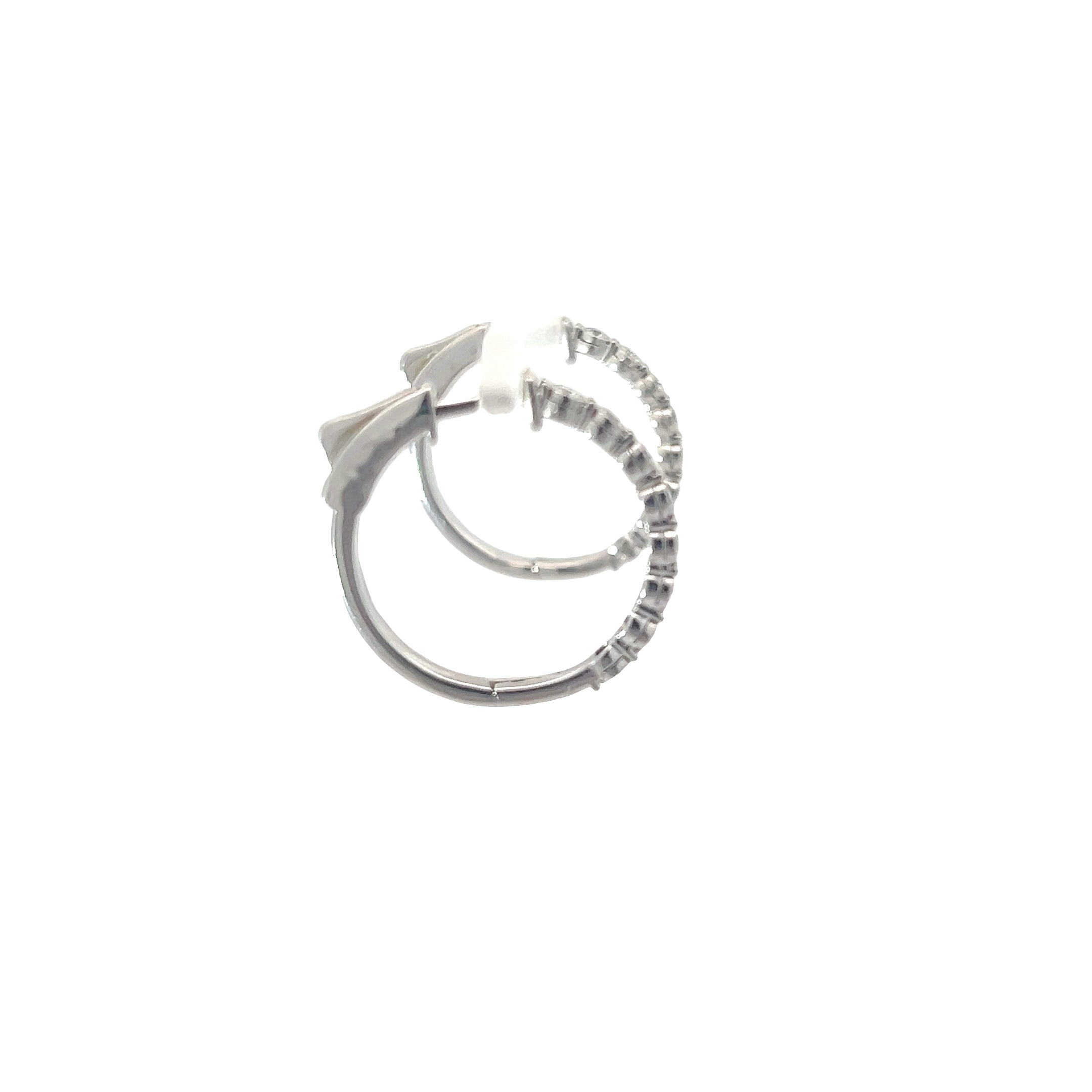 14k White Gold .75ct F VS2 Round Diamond Huggies Earrings Effy 1" inch