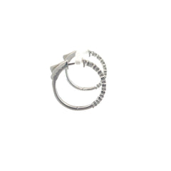 14k White Gold .75ct F VS2 Round Diamond Huggies Earrings Effy 1" inch
