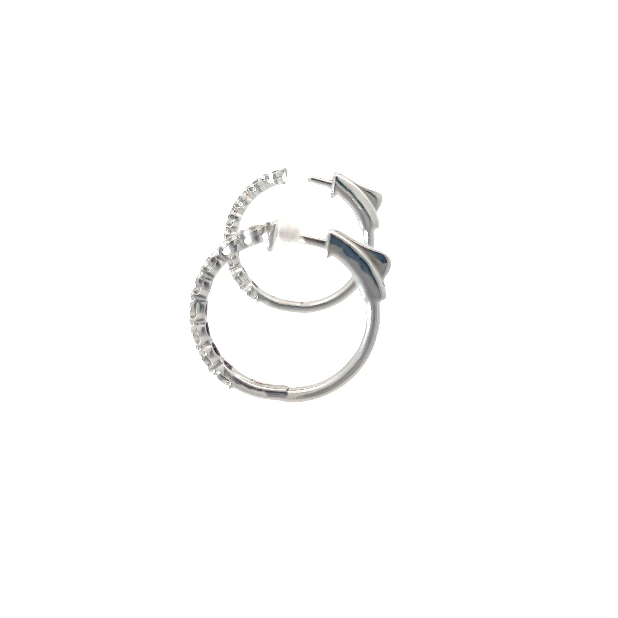 14k White Gold .75ct F VS2 Round Diamond Huggies Earrings Effy 1" inch
