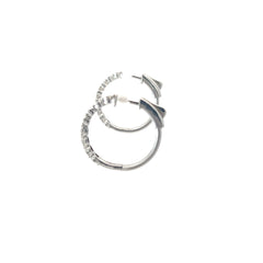 14k White Gold .75ct F VS2 Round Diamond Huggies Earrings Effy 1" inch