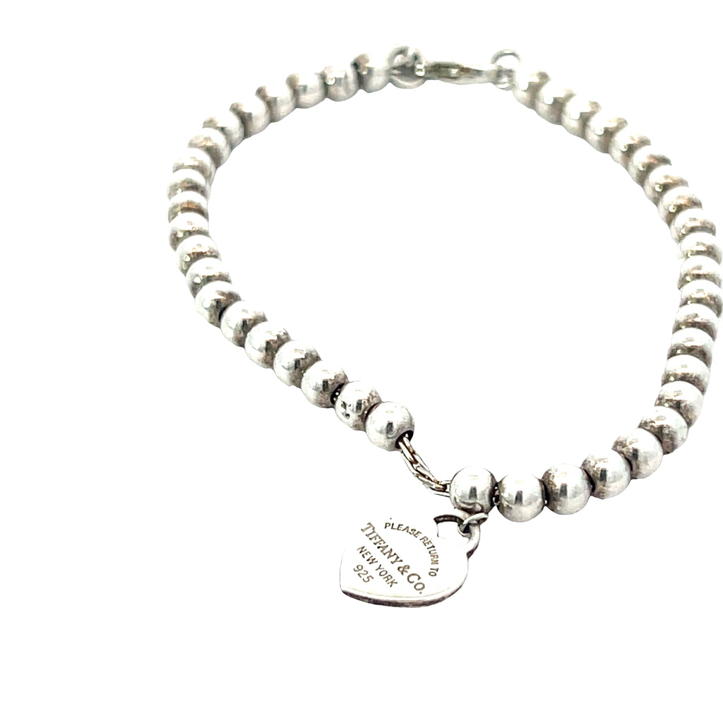 Pre-Owned Tiffany & Co. Mini Heart Tag Bead Bracelet