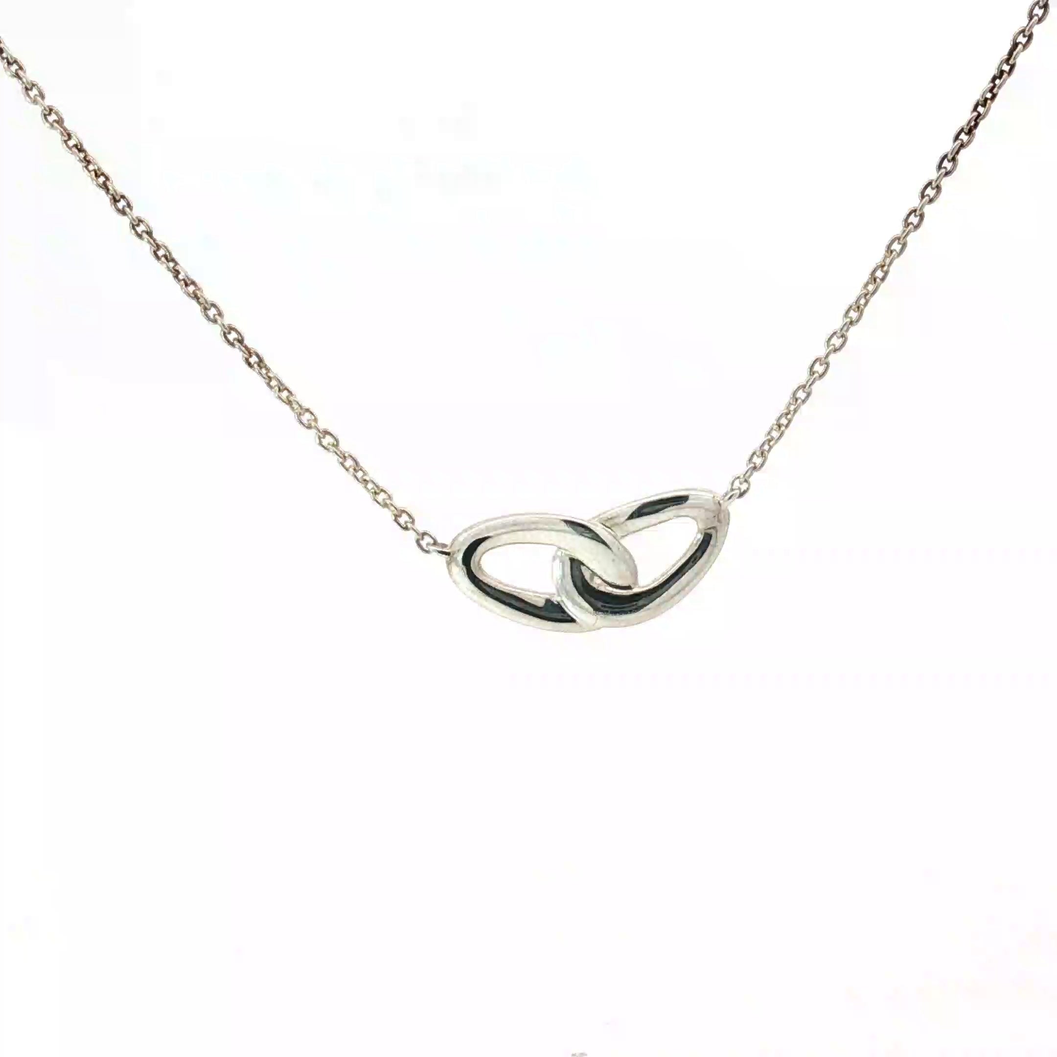 Pre-Loved 18k White Gold and Sterling Silver Ippolita Interlocking Necklace 18" inch