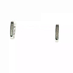 14k White Gold Round Cubic Zirconium Squared Huggies Earrings