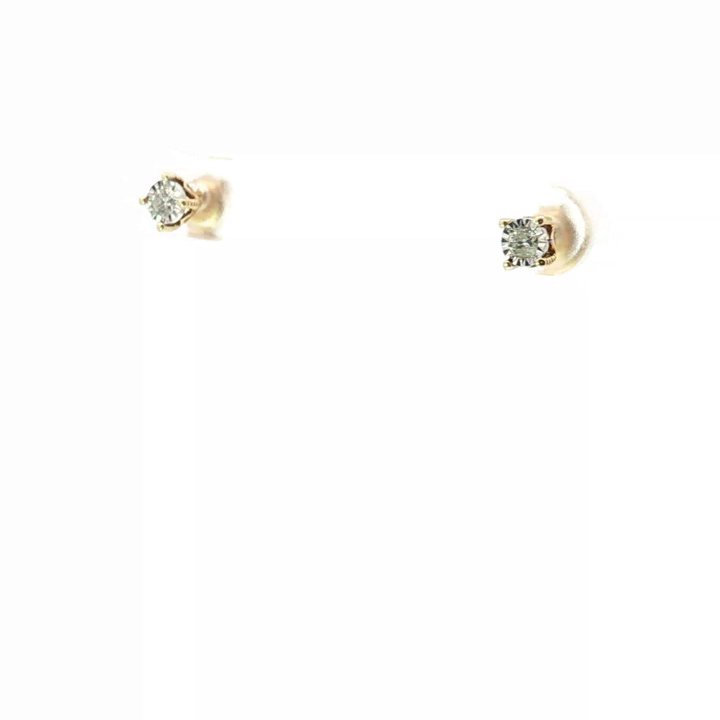 14k Yellow Gold .20ct G SI1 Round Diamond with Under Halo Stud Earrings