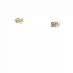 14k Yellow Gold .20ct G SI1 Round Diamond with Under Halo Stud Earrings