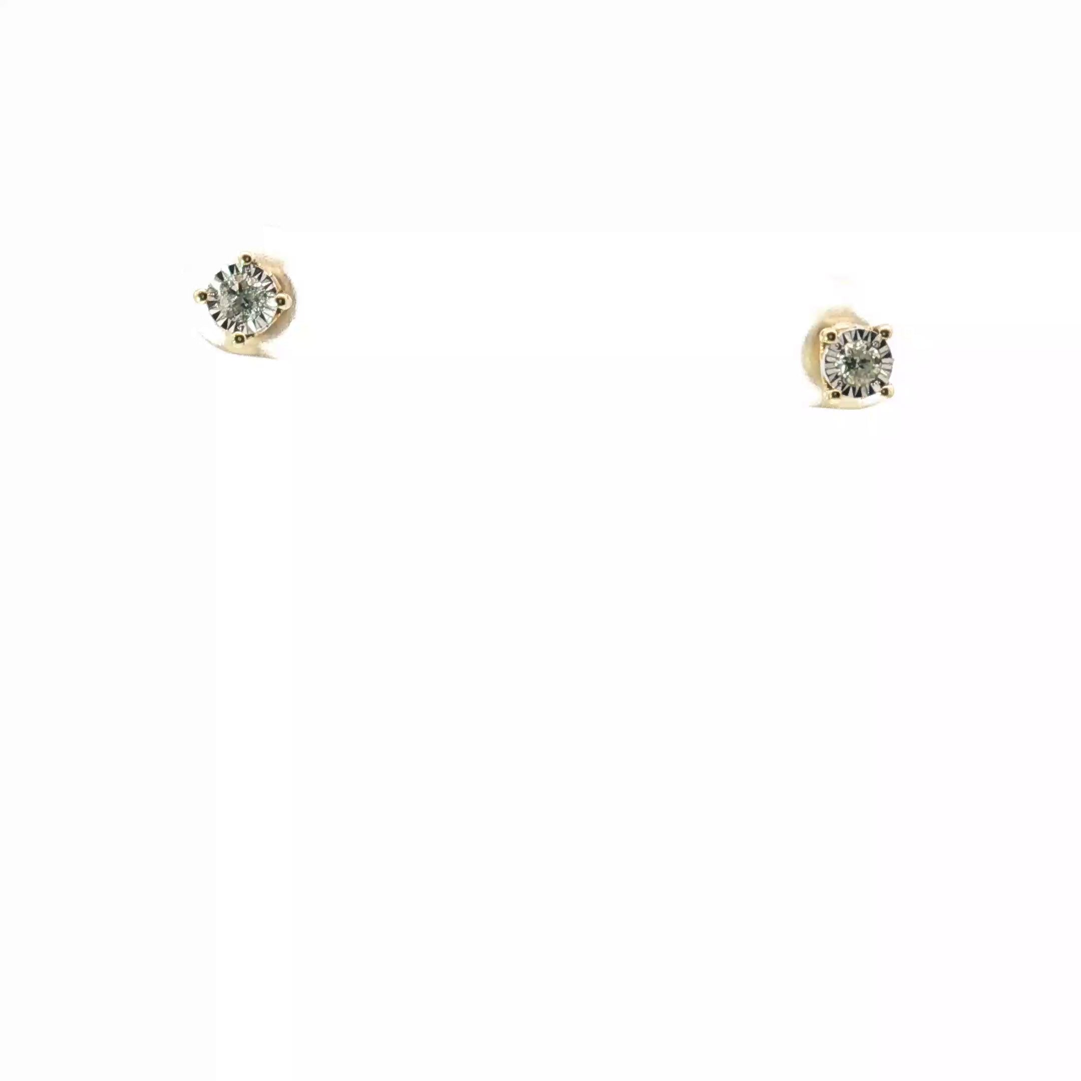 14k Yellow Gold .20ct G SI1 Round Diamond with Under Halo Stud Earrings