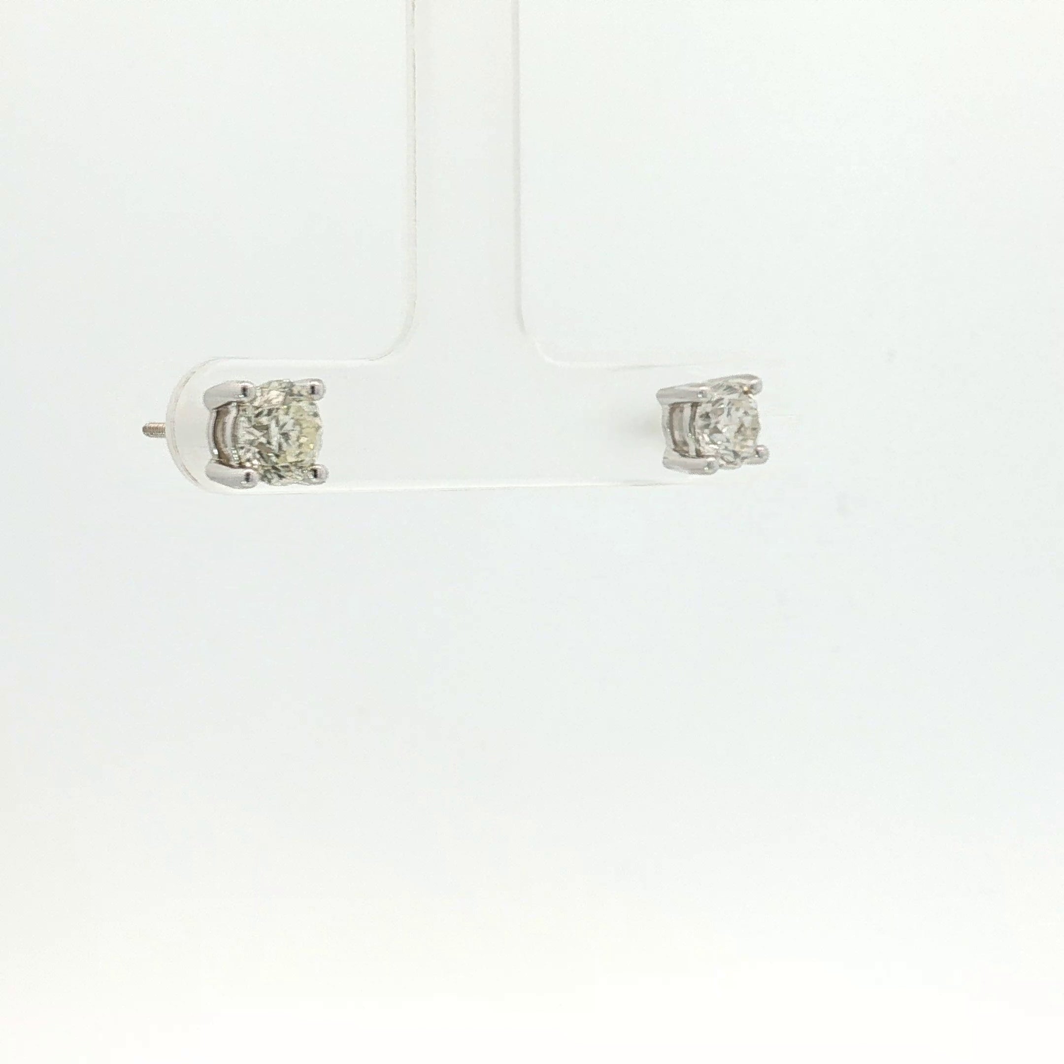 14k White Gold 2.00ct I I1 Round Diamond Stud Earrings