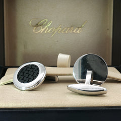 Pre-Loved Chopard Stainless Steel and Rubber Cuff Links