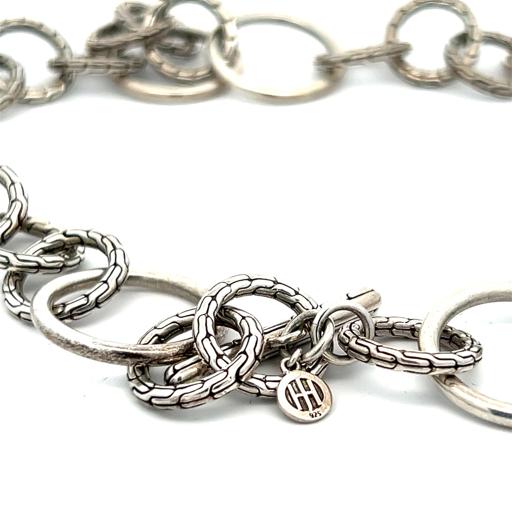 Pre-Owned John Hardy Sterling Silver Graduated Circles Toggle Clasp Necklace 18.5 Inch 52.1 dwt (Rare)